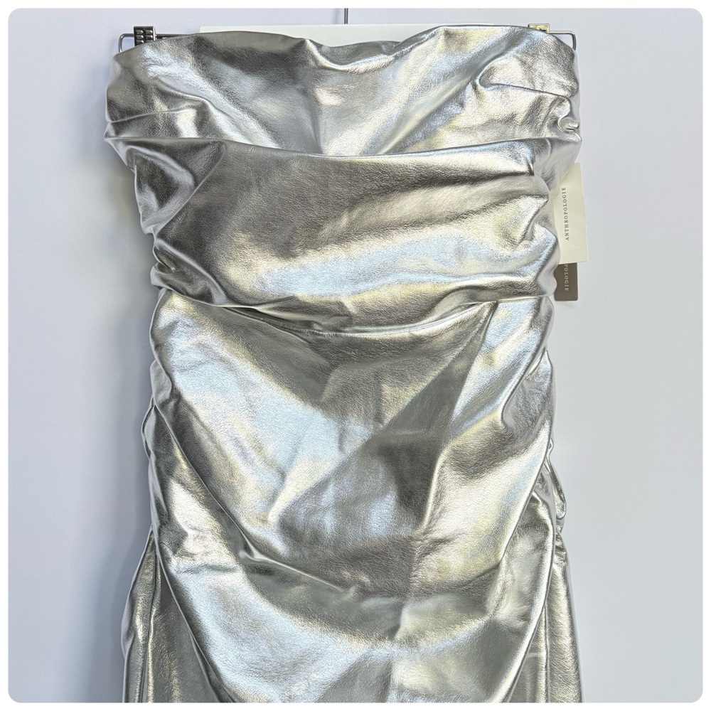 NWT Anthro The Soleil Magic Fabric Strapless Ruched Party Liquid-shine Dress: S - Picture 10 of 11